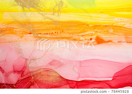 Watercolor yellow and red abstract stains background. Ink gradient texture. Watercolor yellow and red abstract stains background. Ink gradient texture. 78445928