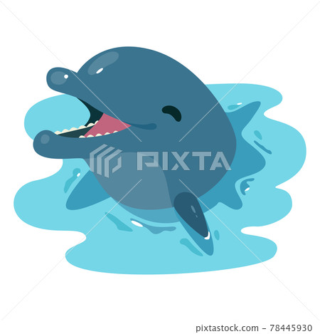 一隻可愛的海豚從水里笑出來的插圖。 78445930