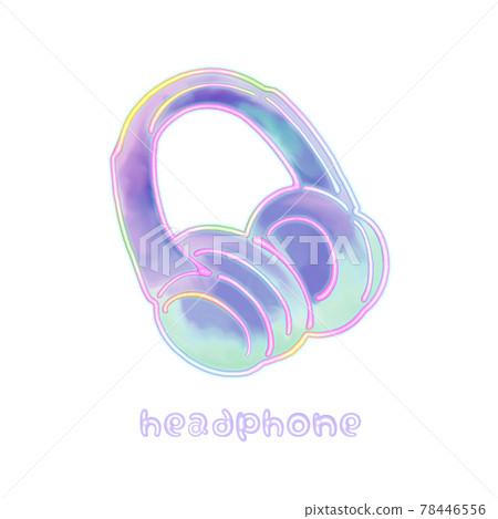 用彩色線條繪製的藍色耳機材料 78446556