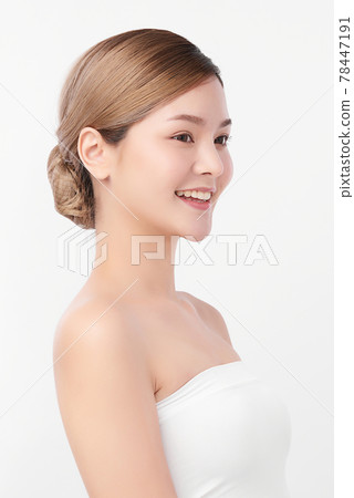 Beautiful young asian woman with clean fresh skin on white background, Face care, Facial treatment, Beautiful young asian woman with clean fresh skin on white background, Face care, Facial treatment, 78447191