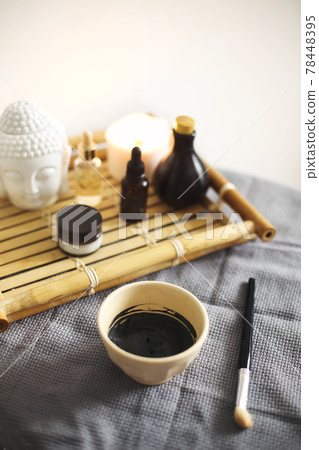 Spa supplies on table in salon Spa supplies on table in salon 78448395