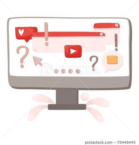 Social network computer monitor icon, cartoon style 78448445