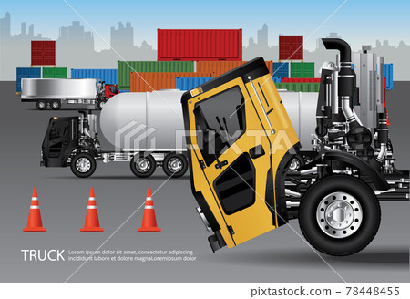 Set of Cargo Trucks Transportation with Container isolated Vector Illustration 78448455