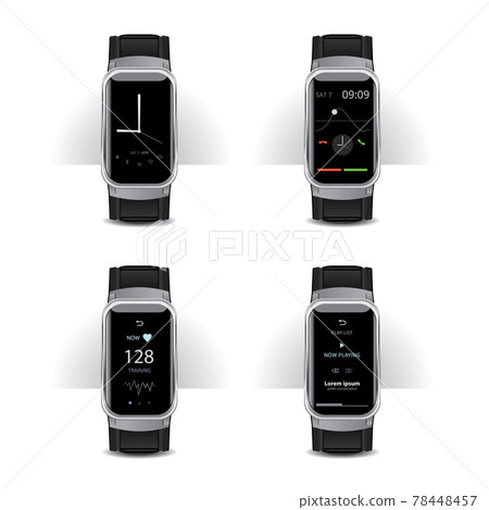 Smart Watch with Digital Display Set Vector Illustration 78448457