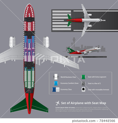 Set of Airplane with Seat Map Isolated Vector Illustration 78448566