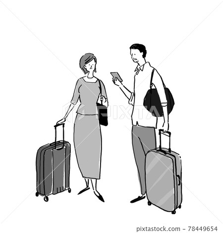 高級情侶帶行李箱,拎蟲,男女(半袖) 高級情侶帶行李箱,拎蟲,男女(半袖) 78449654