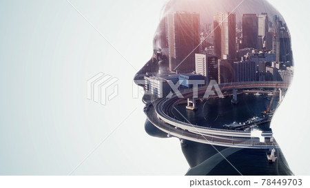 City and female silhouette double exposure City and female silhouette double exposure 78449703