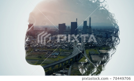 City and female silhouette double exposure City and female silhouette double exposure 78449706