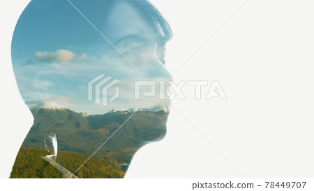 Nature and female silhouette double exposure 78449707