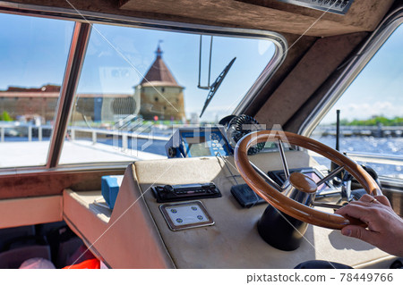 View from the cabin of a tourist boat to the old fortress 78449766