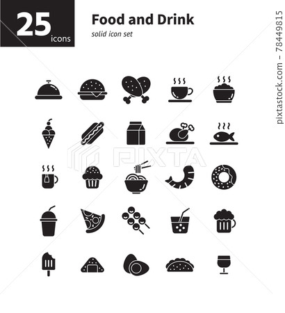 Food and drink solid icon set. Vector and Illustration. 78449815