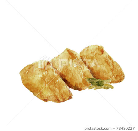 水彩插圖：3 inari-san 與泡菜食物午餐白色背景 PNG 78450227