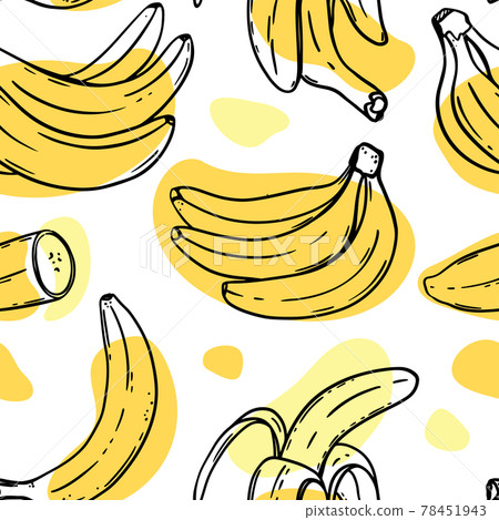 BANANA PATTERN Abstract Ripe Delicious Tropical Fruit Individually Peeled And In A Bunch For Paleo Diet In Sketch Style Seamless Background Vector Illustration BANANA PATTERN Abstract Ripe Delicious Tropical Fruit Individually Peeled And In A Bunch For Paleo Diet In Sketch Style Seamless Background Vector Illustration 78451943