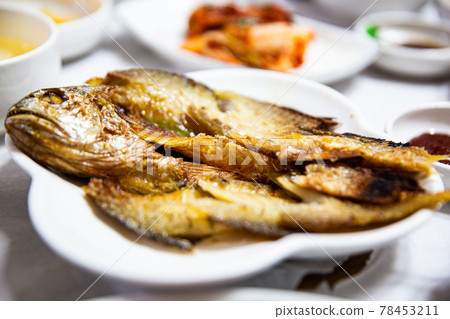 DDelicious gulbi made by drying sea yellow corvina, Korean traditional foodelicious gulbi made by drying sea yellow corvina, Korean traditional food 78453211