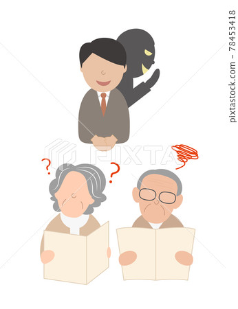 Scam, fraud, trouble, person damage, elderly, senior Scam, fraud, trouble, person damage, elderly, senior 78453418