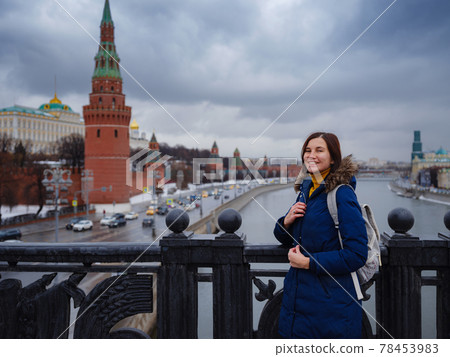 Asian tourist in travel vacations in winter Moscow Asian tourist in travel vacations in winter Moscow 78453983