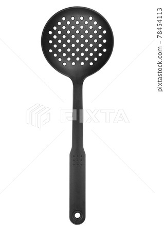 Black plastic kitchen skimmer isolated on white Black plastic kitchen skimmer isolated on white 78454113