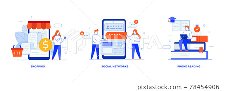 People use gadgets. set of icons, illustration 78454906