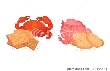 Flavored Crouton as Pieces of Seasoned Rebaked Bread Vector Set Flavored Crouton as Pieces of Seasoned Rebaked Bread Vector Set 78455461