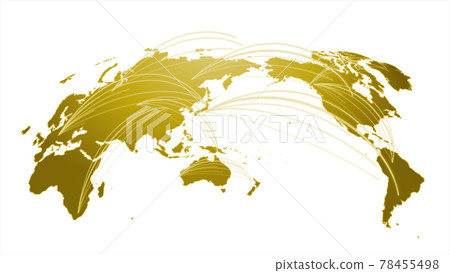 Golden digital network earth image white background 78455498