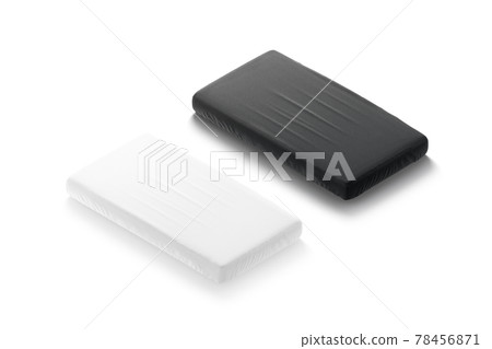 Blank black and white rectangle crib sheet mockup, side view 78456871