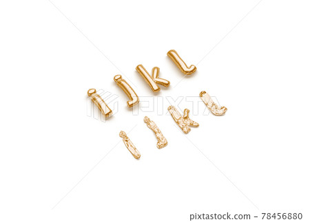 Inflated, deflated gold i j k l letters, balloon font 78456880