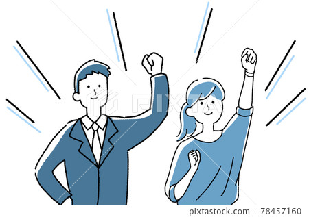 Men and women in business-like clothes raising one hand Men and women in business-like clothes raising one hand 78457160