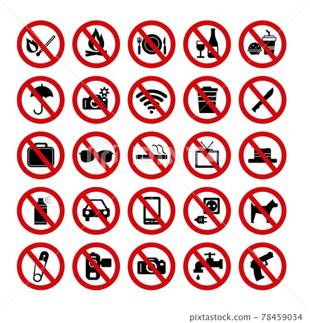 Set of forbidden signs with different designations  78459034