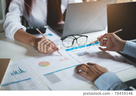 Group of Businesswoman and Accountant checking data document on paperwork for investigation of corruption account . Anti Bribery concept. 78459146