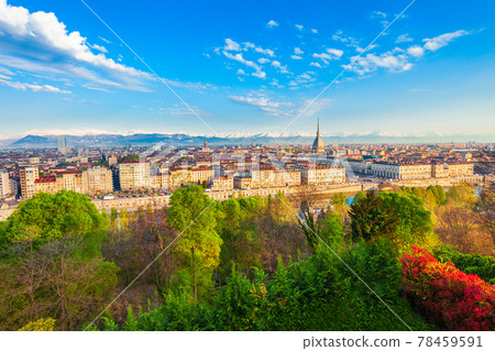 Turin city aerial vew, northern Italy Turin city aerial vew, northern Italy 78459591