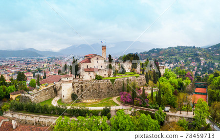 Brescia Castle aerial panoramic view 78459713
