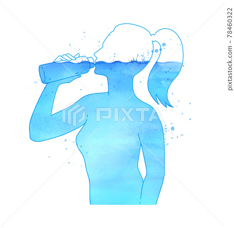 Female silhouette with bottle of mineral water 78460322