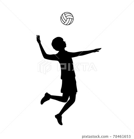 Silhouette boy playing volleyball sport. 78461653