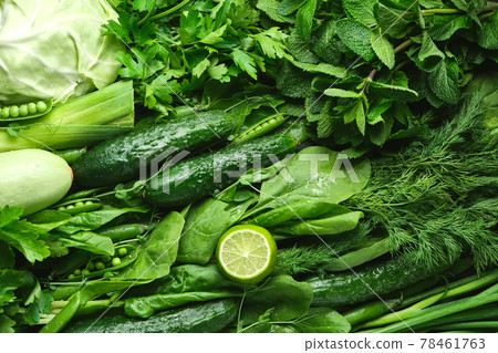 Green vegetables and dark leafy food background as a healthy eating concept 78461763