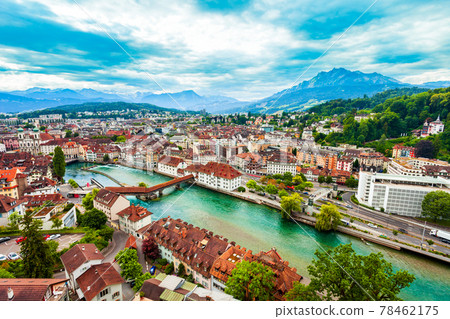 Lucerne city aerial panoramic view, Switzerland Lucerne city aerial panoramic view, Switzerland 78462175