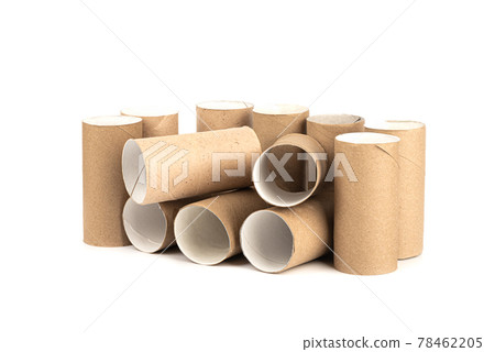 Cardboard rolls from toilet paper isolated on white background. Cardboard rolls from toilet paper isolated on white background. 78462205