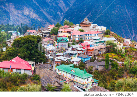 Kalpa town aerial panoramic view, India Kalpa town aerial panoramic view, India 78462304