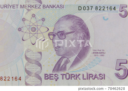 Macro shot of the five turkish lira banknote 78462628