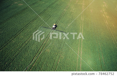 Fertilizing green fields in bright sunny day Fertilizing green fields in bright sunny day 78462752