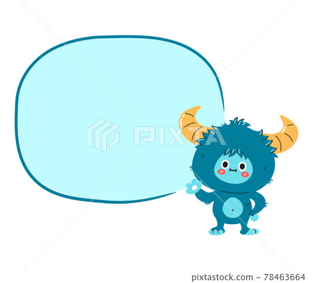 Cute funny yeti monster character with comic text box. Vector hand drawn cartoon kawaii character illustration icon. Isolated on white background. Yeti, Bigfoot baby cartoon character concept Cute funny yeti monster character with comic text box. Vector hand drawn cartoon kawaii character illustration icon. Isolated on white background. Yeti, Bigfoot baby cartoon character concept 78463664
