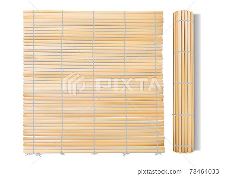 Realistic Detailed 3d Chinese or Japanese Bamboo Mat Set. Vector 78464033