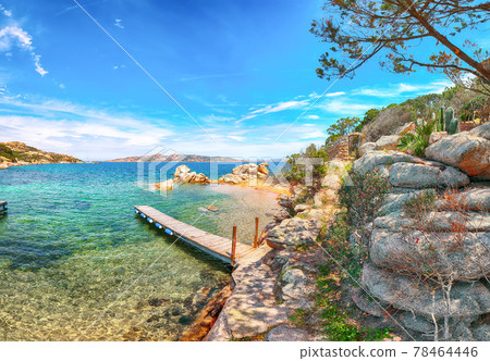 Captivating view of beach on Porto Rafael resort. Picturesque seascape of Mediterranean sea. Captivating view of beach on Porto Rafael resort. Picturesque seascape of Mediterranean sea. 78464446