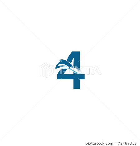 Number 4 with stingray icon logo template illustration 78465315