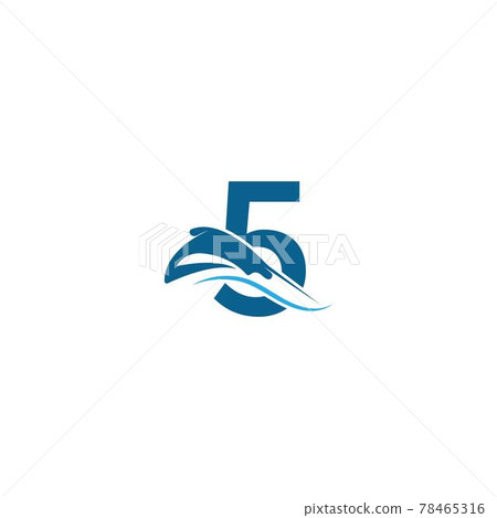 Number 5 with stingray icon logo template illustration Number 5 with stingray icon logo template illustration 78465316