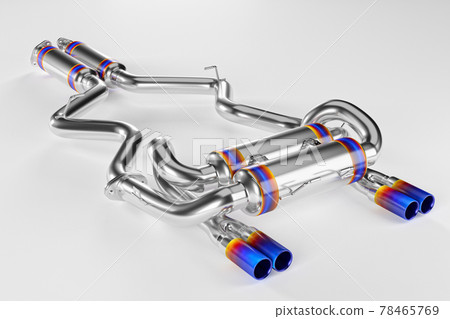 Tuning exhaust system for a sports car. Car muffler, exhaust silencer. Tuning exhaust system for a sports car. Car muffler, exhaust silencer. 78465769
