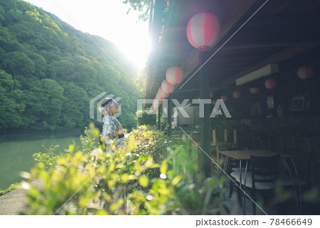 嵐山大井川初夏的和服畫像 78466649