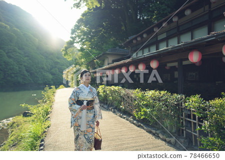 嵐山大井川初夏的和服畫像 嵐山大井川初夏的和服畫像 78466650