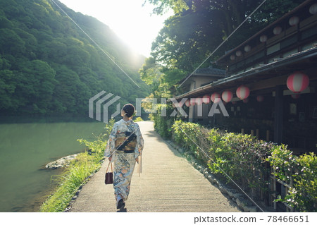 嵐山大井川初夏的和服畫像 嵐山大井川初夏的和服畫像 78466651