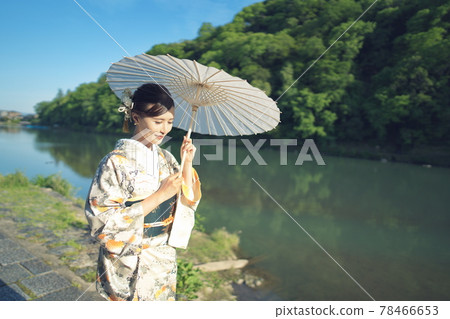 嵐山大井川初夏的和服畫像 嵐山大井川初夏的和服畫像 78466653