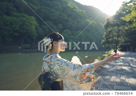 嵐山大井川初夏的和服畫像 78466654